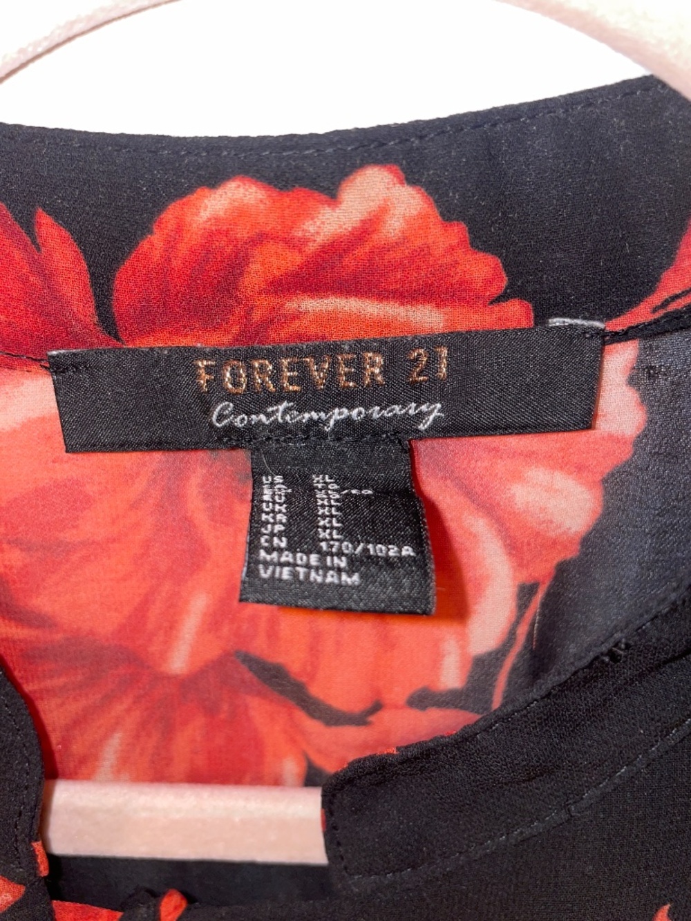 Forever 21 Womens Red and Black Floral Chiffon Dress Size XL - Picture 6 of 7